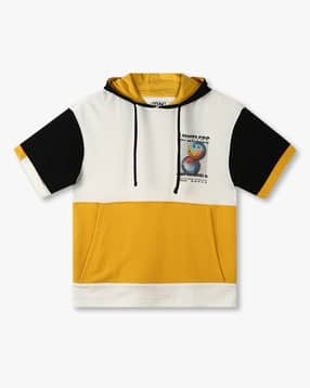 yb dnmx Boys Colourblock Boxy Fit Hooded T-Shirt-picture-21