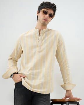 vastrado Men Striped Regular Fit Mandarin-Collar Kurta-picture-48