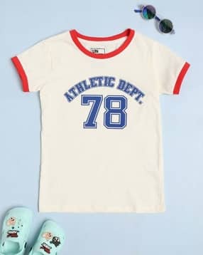 v-mart Girls Typographic Print Regular Fit Round-Neck T-Shirt-picture-26