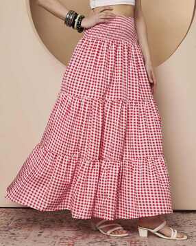 buda jeans co Women Checked Flared A-Line Skirt-picture-49