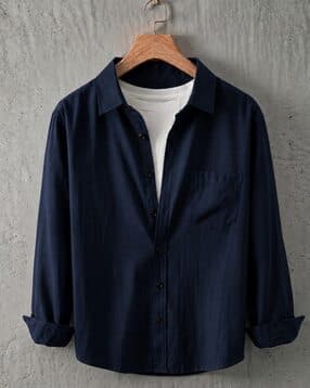 Men Regular Fit Spread-Collar Shirt-image-8