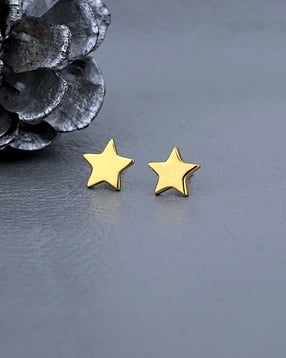 Women Sterling Silver Gold-Plated Petite Star Stud Earrings-image-33