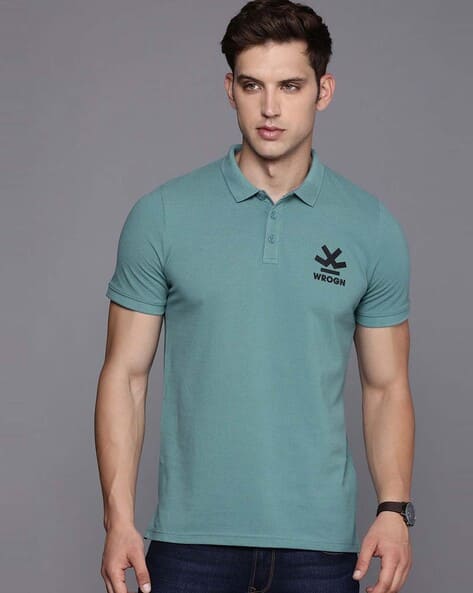 Men Solid Polo Neck Pure Cotton White T-Shirt