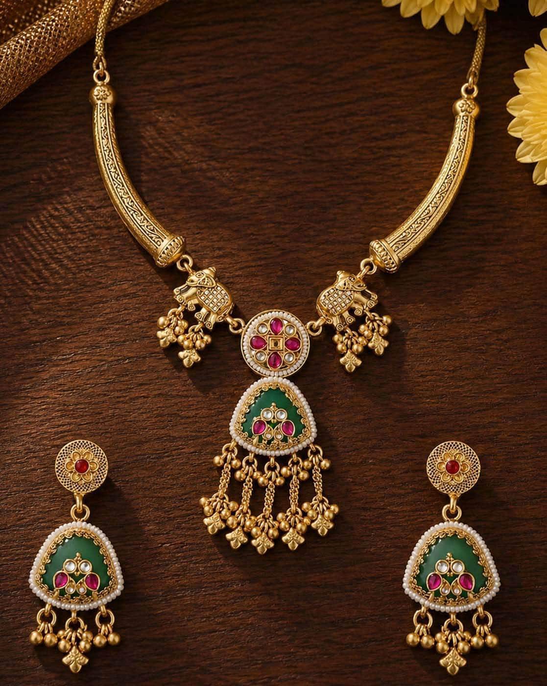 Rajwadi Hasli Kashmiri Necklace Set