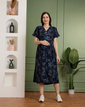 nightspree Women Floral Print Fit & Flare Maternity Dress-picture-15