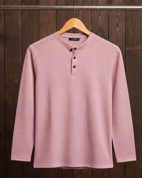 Men Patterned Regular Fit Henley-Neck T-Shirt-image-9
