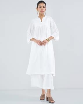 rangmanch by pantaloons Women Embroidered Mandarin-Collar A-Line Kurti-picture-17