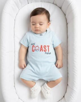 mini klub Infants Typographic Round-Neck Cotton Romper-picture-9