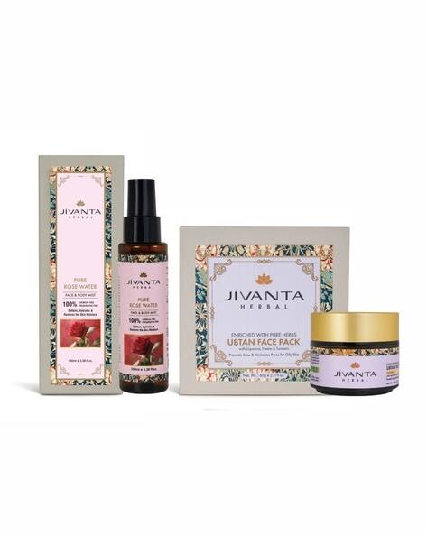 JIVANTA Rose Water & Ubtan Face Pack Combo