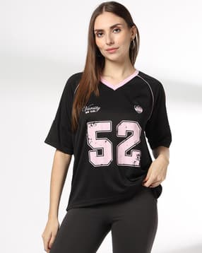 teamspirit Women Printed V-Neck Regular Fit T-Shirt-picture-35