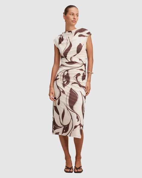 Forever New Women Printed Boat-Neck Bodycon Dress