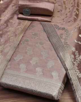 Women Chanderi Banarasi Printed Unstitched Suit Set-image-47