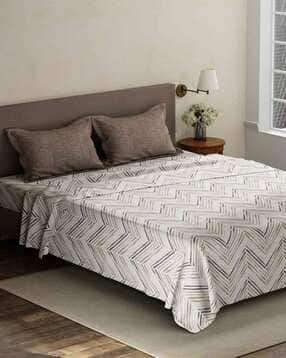 layers 180 TC Chevron Print King-Size Bedsheet with Pillow Covers-picture-37