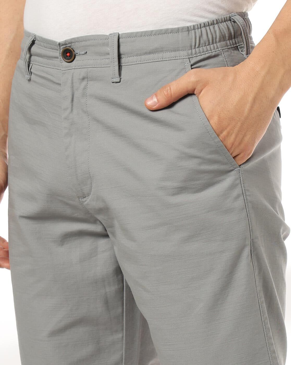 COTTON SLUB PULLON SHORTS, GREY, 28