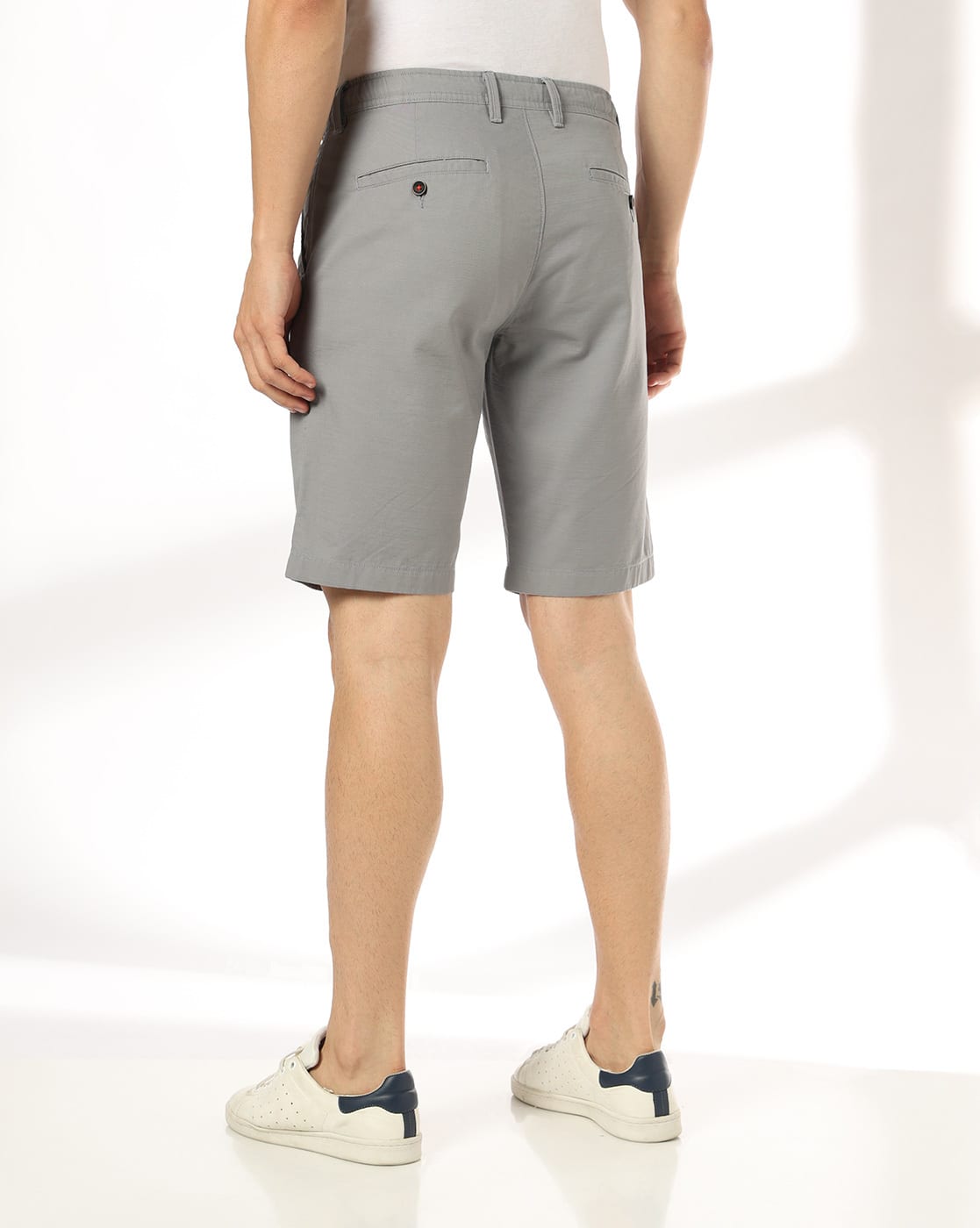 COTTON SLUB PULLON SHORTS, GREY, 28