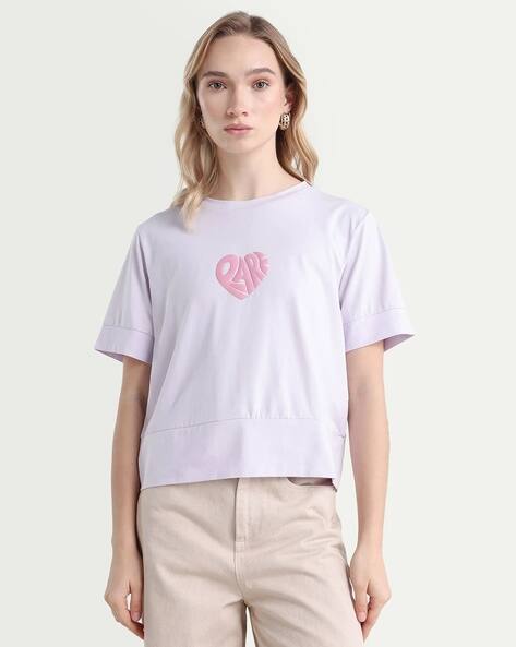 RAREISM Women Printed Regular Fit Crew-Neck T-Shirt
