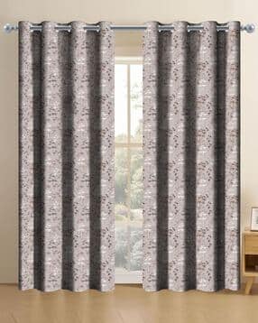 Floral Print Pack of 2 Blackout Premium Door Curtains