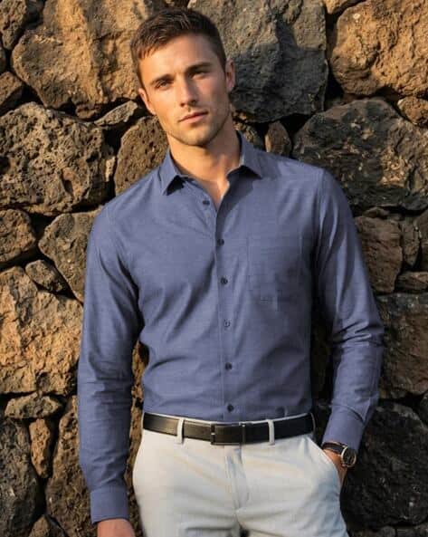 Men Spread-Collar Regular Fit Shirt