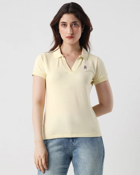 RAREISM Women Regular Fit Polo T-Shirt with Short Sleeves