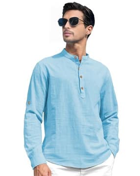 neonomad Men Slim Fit Mandarin-Collar Short Kurta-picture-53