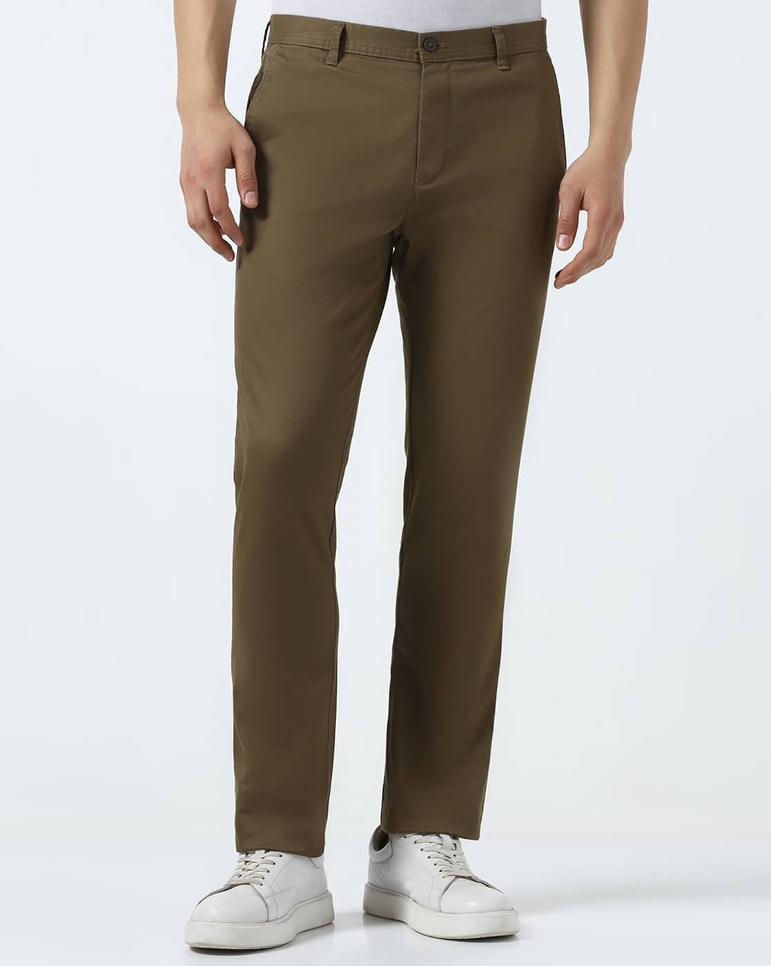 Men Slim Fit Flat-Front Chinos
