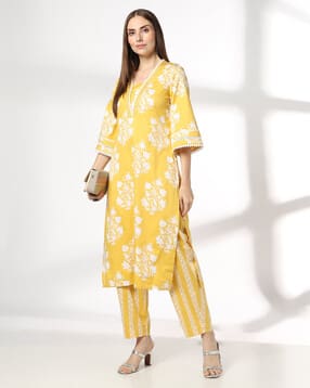 avaasa set Women Floral Print Straight Kurta & Palazzos Set-picture-12