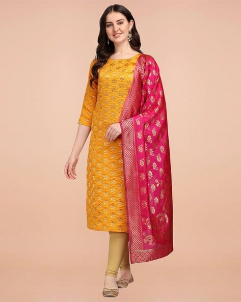 SVARAA Women 3-Piece Zari Woven Kurta Suit Set