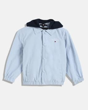 tommy hilfiger Button-Front Hooded Jacket with Logo Embroidery-picture-10