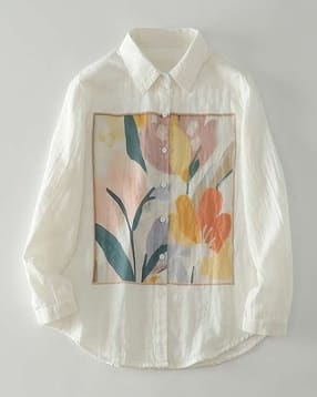 Women Floral Print Tailored Fit Shirt-image-3