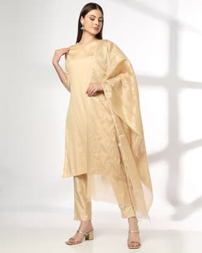 avaasa mix n' match Women Floral Woven Dupatta with Tassels-picture-33