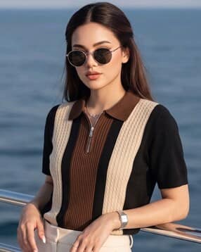 ausk Women Striped Regular Fit Polo T-Shirt-picture-28