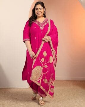 extra love by libas Women Floral Print 3-Piece Straight Kurta Set-picture-21