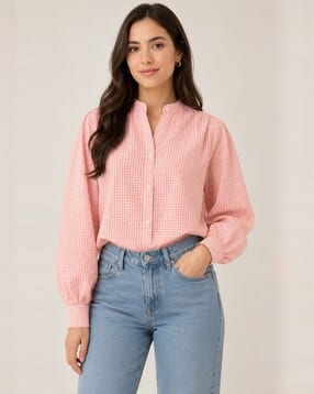 rimsha wear Women Regular Fit Mandarin-Collar Shirt-picture-8