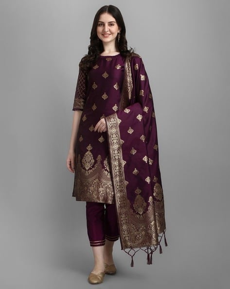 SVARAA Women Woven 3-Piece Straight Kurta Set