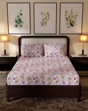 portico new york signature Printed Cotton Bedsheet with Pillow Cover-picture-22