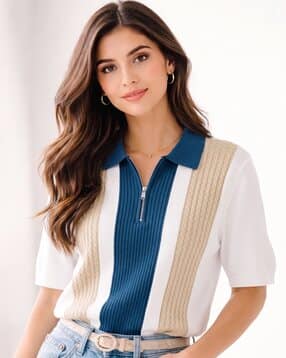 ausk Women Striped Regular Fit Polo T-Shirt-picture-27