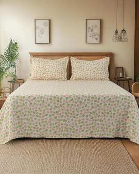 cortina eyelet curtain Cotton King Size Bedsheet with 2 Pillow Covers-picture-43