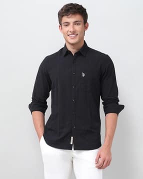 u.s. polo assn. Men Patterned Regular Fit Dobby Shirt with Patch Pocket-picture-15