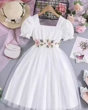Girls Square-Neck Fit & Flare Dress-image-25
