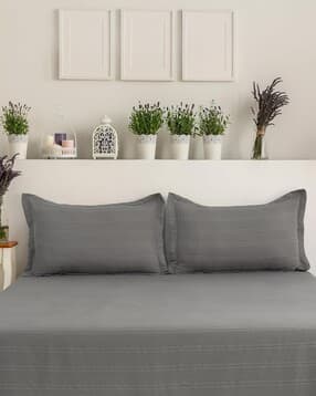cortina eyelet curtain Cotton King Size Bedsheet with 2 Pillow Covers -picture-50