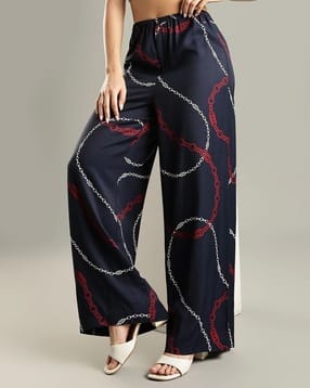 tommy hilfiger Printed Relaxed Fit Flat-Front Palazzos-picture-31