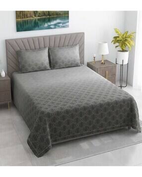 threadwear Printed 400 TC King Size Bedsheet with 2 Pillow covers-picture-33