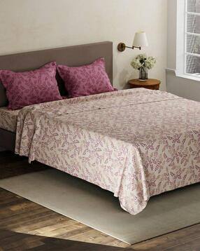 120 TC Printed King Size Bedsheet with Pillow Covers-image-45