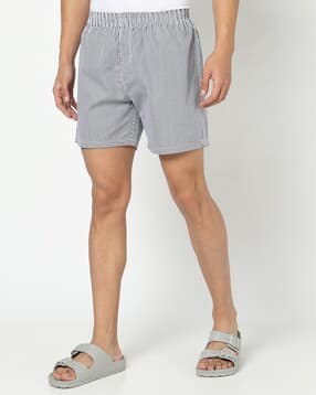 yousta Men Woven Striped Relaxed Fit Lounge Shorts-picture-29