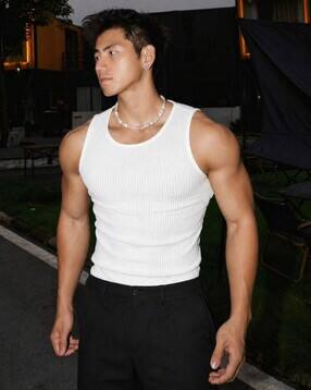 rockwell Men Ribbed Round-Neck Vest-picture-15