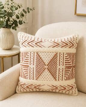 portico new york signature Ethnic Print Cotton Cushion Cover 15" x 15"-picture-13