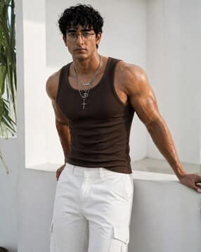 rockwell Men Ribbed Round-Neck Vest-picture-49