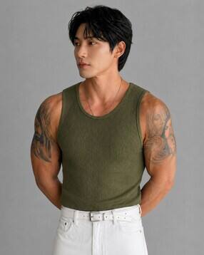 rockwell Men Ribbed Round-Neck Vest-picture-50