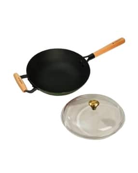 cumin co. Cast Iron Non-Stick Wok with Lid-picture-11