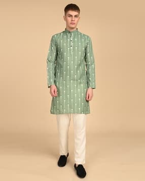 tigersnake Men Printed Regular Fit Kurta with Mandarin Collar-picture-31